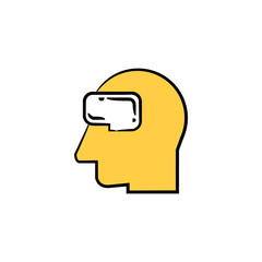 virtual reality headset icon yellow hand drawn theme
