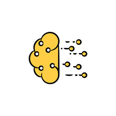 brain and neuron for machine learning concept yellow hand drawn theme
