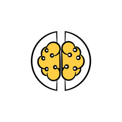 brain and neuron for machine learning concept yellow hand drawn theme