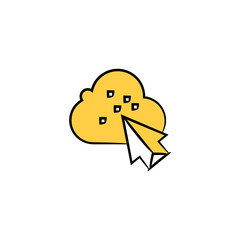 cloud and click icon yellow hand drawn theme
