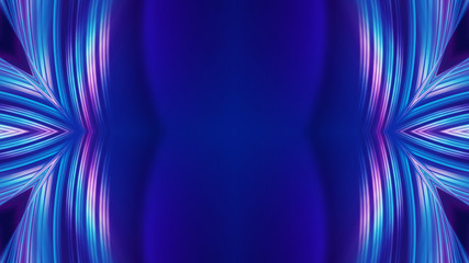 Dark abstract futuristic background. Neon glow, light lines, shapes. UV light.