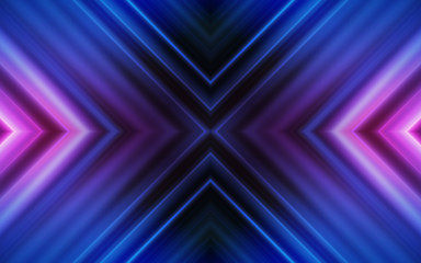 Dark abstract futuristic background. Neon glow, light lines, shapes. UV light.