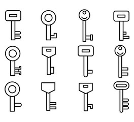 key icons line vector set