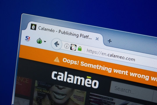 Ryazan, Russia - September 09, 2018: Homepage of Calameo website on the display of PC, url - Calameo.com