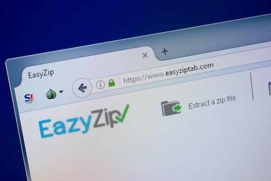Ryazan, Russia - September 09, 2018: Homepage of Eazy Zip Tab website on the display of PC, url - EazyZipTab.com