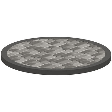 Layout example of paving slabs in the form of a circle.Vector isometric and 3D view.