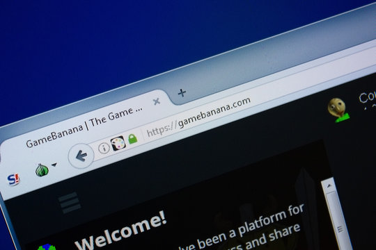 Ryazan, Russia - September 09, 2018: Homepage of Game Banana website on the display of PC, url - GameBanana.com