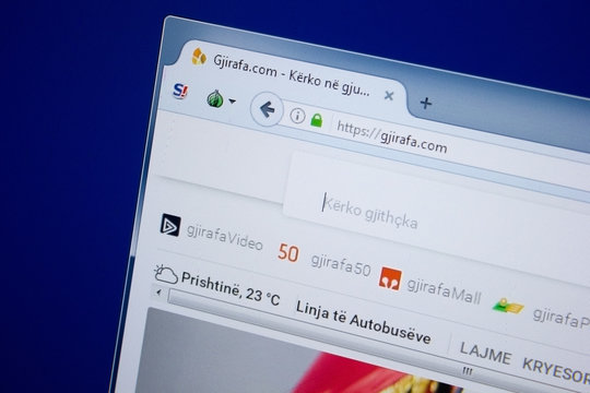 Ryazan, Russia - September 09, 2018: Homepage of Gjirafa website on the display of PC, url - Gjirafa.com