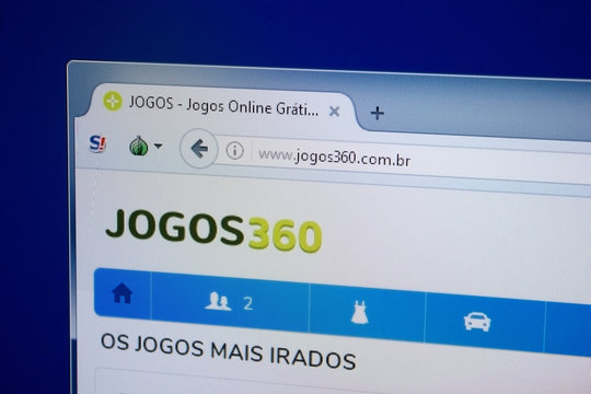 Ryazan, Russia - September 09, 2018: Homepage of Jogos360 website on the display of PC, url - Jogos360.com.br