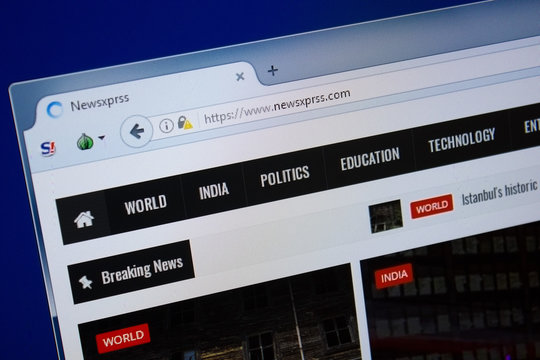 Ryazan, Russia - September 09, 2018: Homepage of Newsxprss website on the display of PC, url - Newsxprss.com