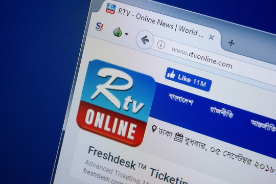 Ryazan, Russia - September 09, 2018: Homepage of Rtv Online website on the display of PC, url - RtvOnline.com