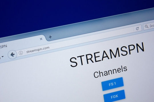 Ryazan, Russia - September 09, 2018: Homepage of Stream Spn website on the display of PC, url - StreamSpn.com