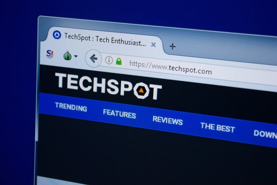 Ryazan, Russia - September 09, 2018: Homepage of Tech Spot website on the display of PC, url - TechSpot.com