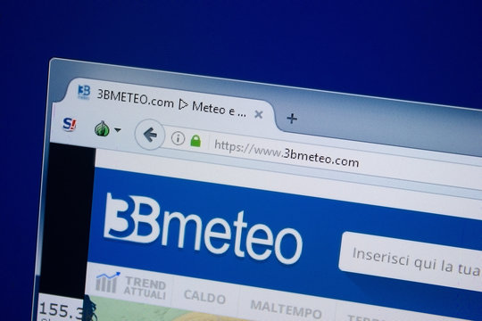 Ryazan, Russia - September 09, 2018: Homepage of 3 Bmeteo website on the display of PC, url - 3Bmeteo.com