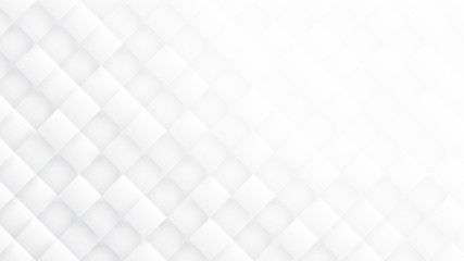 Fototapeta premium 3D Rhombus Blocks Conceptual Tech Minimalist White Abstract Background. Science Technology Three Dimensional Rectangular Structure Sci-Fi Light Wide Wallpaper. Clear Blank Subtle Textured Backdrop
