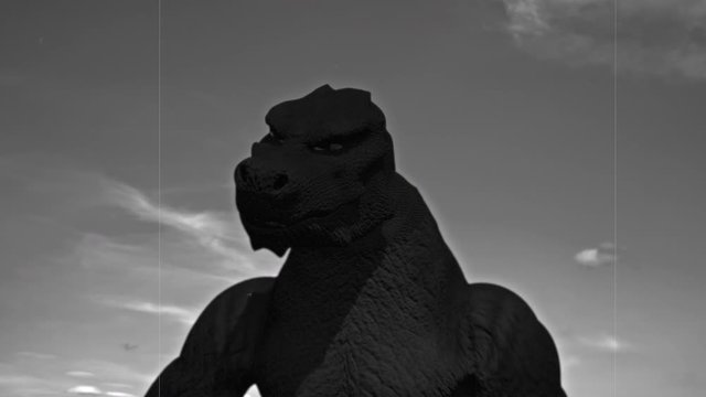 Vintage Kaiju Movie: The Monster Roars (Black and White) 