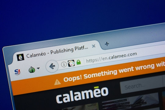 Ryazan, Russia - September 09, 2018: Homepage of Calameo website on the display of PC, url - Calameo.com