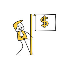 businessman and dollar flag, financial concept