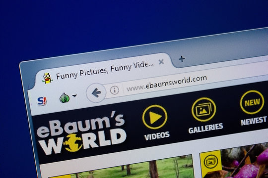 Ryazan, Russia - September 09, 2018: Homepage of Ebaums World website on the display of PC, url - EbaumsWorld.com