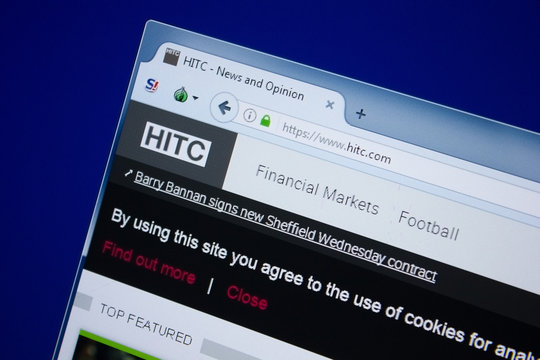 Ryazan, Russia - September 09, 2018: Homepage of Hitc website on the display of PC, url - Hitc.com