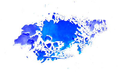 Bright watercolor pink and blue stain drips. Abstract illustration on a white background