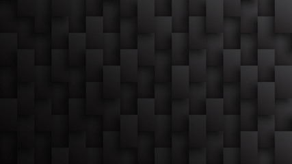 Minimalist Black 3D Rectangle Blocks Conceptual Tech Dark Gray Abstract Background. Science Technology Three Dimensional Tetragonal Structure Sci-Fi Darkness Wallpaper. Clear Blank Subtle Backdrop