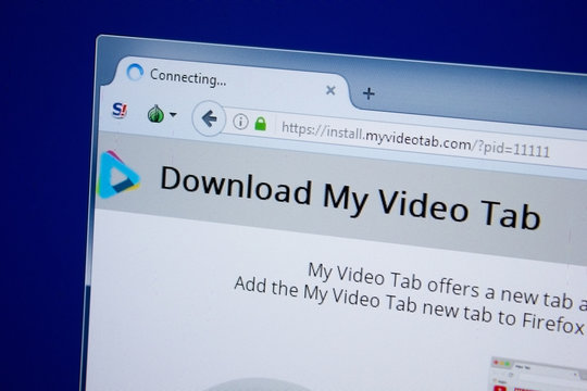 Ryazan, Russia - September 09, 2018: Homepage of My Video Tab website on the display of PC, url - MyVideoTab.com