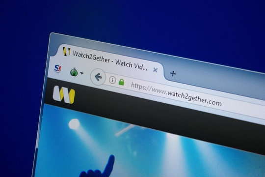 Ryazan, Russia - September 09, 2018: Homepage of Watch2gether website on the display of PC, url - Watch2gether.com