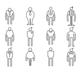 people, male icons line vector set