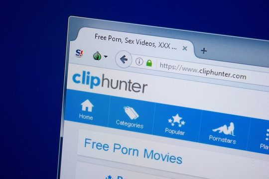 Ryazan, Russia - September 09, 2018: Homepage of Clip Hunter website on the display of PC, url - ClipHunter.com