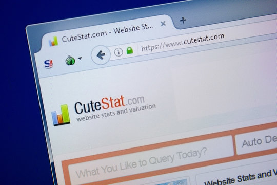 Ryazan, Russia - September 09, 2018: Homepage of Cute Stat website on the display of PC, url - CuteStat.com