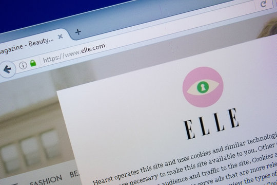 Ryazan, Russia - September 09, 2018: Homepage of Elle website on the display of PC, url - Elle.com