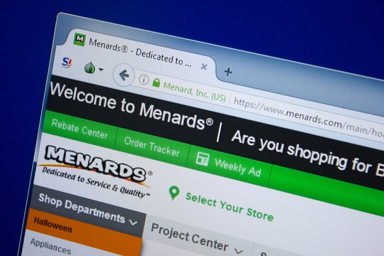 Ryazan, Russia - September 09, 2018: Homepage of Menards website on the display of PC, url - Menards.com