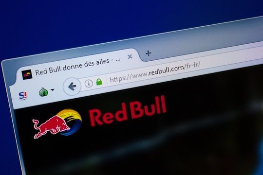 Ryazan, Russia - September 09, 2018: Homepage of Red Bull website on the display of PC, url - RedBull.com