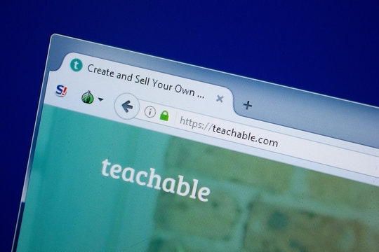Ryazan, Russia - September 09, 2018: Homepage of Teachable website on the display of PC, url - Teachable.com