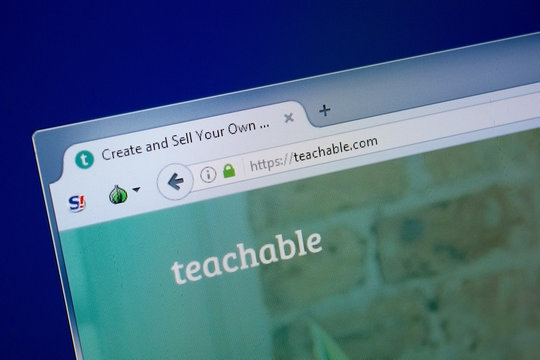 Ryazan, Russia - September 09, 2018: Homepage of Teachable website on the display of PC, url - Teachable.com