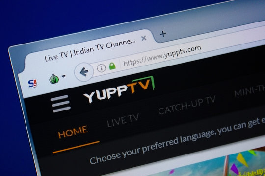 Ryazan, Russia - September 09, 2018: Homepage of Yupptv website on the display of PC, url - Yupptv.com