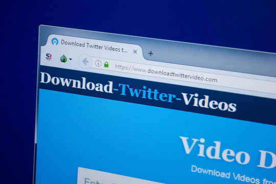 Ryazan, Russia - September 09, 2018: Homepage of downloadtwittervideo website on the display of PC, url - downloadtwittervideo.com