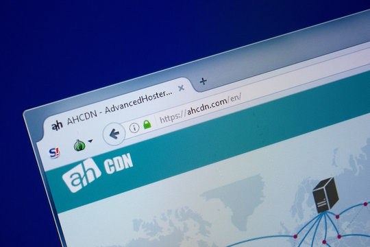 Ryazan, Russia - September 09, 2018: Homepage of Ahcdn website on the display of PC, url - Ahcdn.com