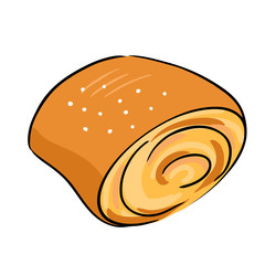 Delicious roll-bun. Vector illustration isolated on white background.