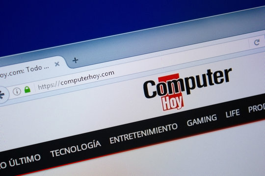 Ryazan, Russia - September 09, 2018: Homepage of Computer Hoy website on the display of PC, url - ComputerHoy.com
