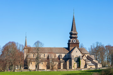 Varnhem Church in the countryside at Sweden a beautiful spring day