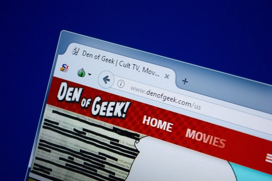 Ryazan, Russia - September 09, 2018: Homepage of Den Of Geek website on the display of PC, url - DenOfGeek.com
