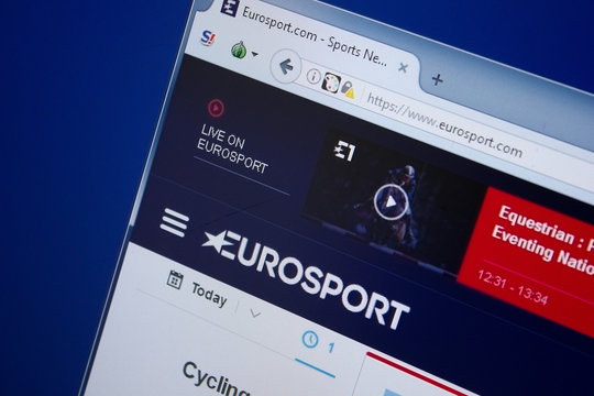 Ryazan, Russia - September 09, 2018: Homepage of Euro Sport website on the display of PC, url - EuroSport.com