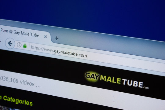 Ryazan, Russia - September 09, 2018: Homepage of Gay Male Tube website on the display of PC, url - GayMaleTube.com