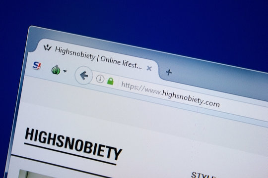 Ryazan, Russia - September 09, 2018: Homepage of Highsnobiety website on the display of PC, url - Highsnobiety.com