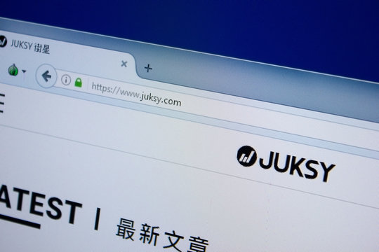 Ryazan, Russia - September 09, 2018: Homepage of Juksy website on the display of PC, url - Juksy.com
