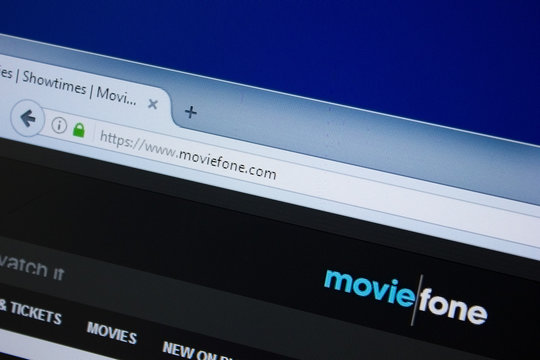 Ryazan, Russia - September 09, 2018: Homepage of Movie Fone website on the display of PC, url - MovieFone.com