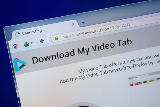 Ryazan, Russia - September 09, 2018: Homepage of My Video Tab website on the display of PC, url - MyVideoTab.com