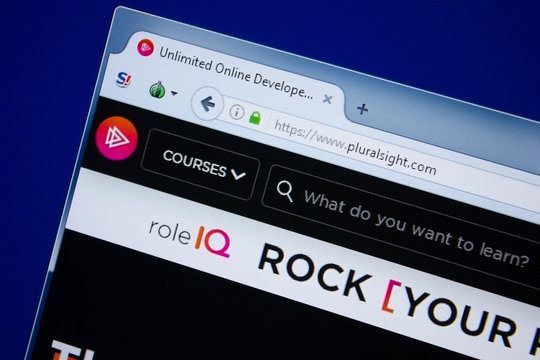 Ryazan, Russia - September 09, 2018: Homepage of Plural Sight website on the display of PC, url - PluralSight.com